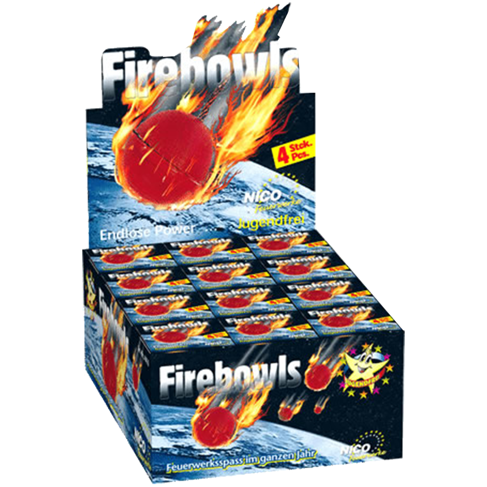 Firebowls Knatterbälle 4er,Kl.1,i.Karton Feuerwerk Kl.1 