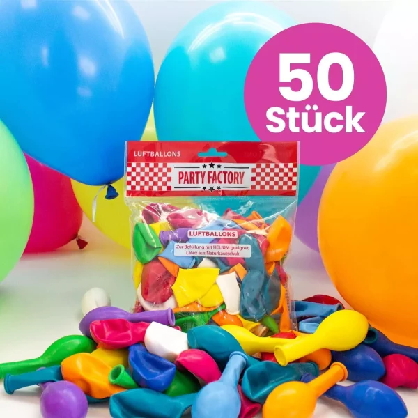 50 luftballons bunt latexballons party factory feuerwerkland shop 1 - Feuerwerkland