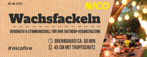 nico wachsfackel 45cm 60min 5er party gartenfackel feuerwerkland shop 3 - Feuerwerkland