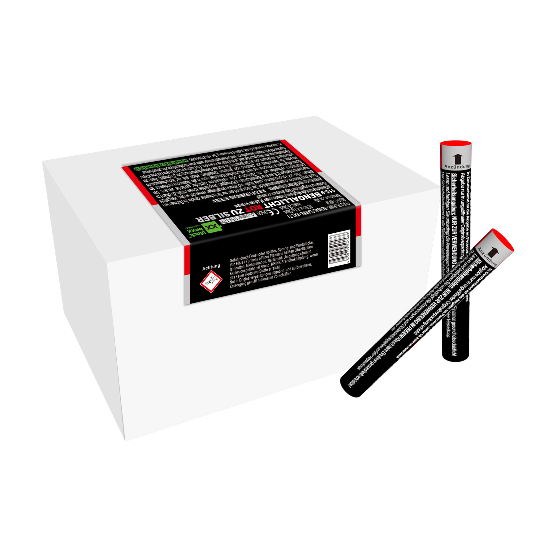 blackboxx lanzenlicht rot zu silber 25er bengalo sparpack feuerwerkland shop.de - Feuerwerkland