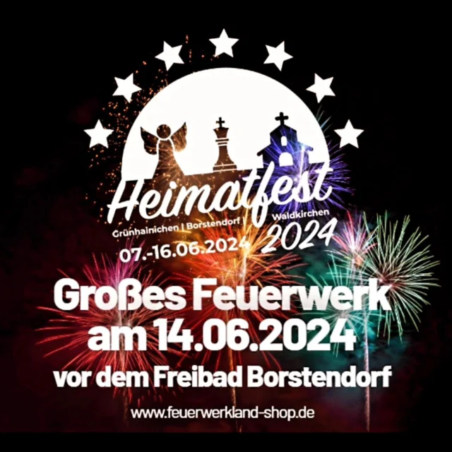 Zu unserem Heimatfest der Gemeinde Grünhainichen lassen wir ein großartiges Feuerwerk steigen. Das Heimatfest Feuerwerk wird am Freitag direkt nach dem ersten EM Spiel gezündet. Egal ob Deutschland gewinnt oder verliert wir lassen es ab 22:45 Uhr krachen 🎀⚽🏆🚀⚒️
Verpasst keine Programmpunkte und informiert euch unter www.gruenhainichen.com
Seid dabei 😁🎆🎉👍🏻
#feuerwerk #pyrotechnik #grünhainichen #grünhainichenheimatfest #erzgebirge #pyro #pyros #festprogramm #pyroabend #großfeuerwerk #pyrocommunity #instapyro #pyroforlife #feuerwerkskörper #jcg #feuerwerkstradition #feuerwerkbuchen #feuerwerkevent #dorffest #jubiläum #heimatfest #feuerwerkkaufen #feuerwerkshow #feuerwerkland #deinfeuerwerkshop