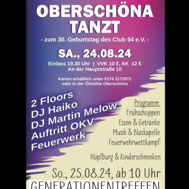 30 Jahre Club 94 Oberschöna 💃🏻🍹🎊 Das muss ordentlich gefeiert werden! Seid dabei 😁🎆🎉👍🏻
Jubiläumsfeuerwerk Start 22:15 Uhr 🕙
#feuerwerk #pyrotechnik #oberschöna #jugendclub #club94 #mittelsachsen #pyro #pyros #festprogramm #pyroabend #großfeuerwerk #pyrocommunity #instapyro #pyroforlife #feuerwerkskörper #lasskrachen #feuerwerkstradition #feuerwerkbuchen #feuerwerkevent #feuerwehrfest #jubiläum #feuerwehr #feuerwerkkaufen #feuerwerkshow #feuerwerkland #deinfeuerwerkshop