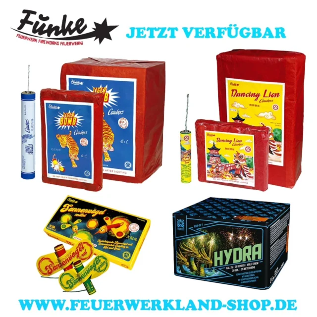 Neue Funke Feuerwerksartikel bestellbar 🧨

Jetzt im Feuerwerkland-Shop Online bestellen oder direkt im Laden kaufen! Funke Böller Schallerzeuger sind Kategorie P1 und somit das ganze Jahr frei ab 18 Jahren erwerbbar!

Feuerwerkland
Chemnitzer Straße 5
09579 Grünhainichen 

Verfügbarkeit Kategorie P1

Korsarka 3,99€
Honey Badger 5,99€
Tiger Bomb C 49,99€ / 2,50€
China Böller A Dancing Lion 59,99€ / 1,50€
China Böller B Tannenwald 69,99€ / 1,75€
China Böller C lange Version 49,99€ / 2,50€
Super Böller 1 Tannenwald 59,99€ / 3,00€
Super Böller 2 Tiger Bomb 69,99€ / 3,50€

#feuerwerk #pyrotechnik #funkefeuerwerk #funke #funkefajerwerki #funkeböller #knaller #böller #knallerbsen #kategoriep1 #schallerzeuger #feuerwerkkaufen #feuerwerkshop #feuerwerkbestellen #feuerwerkskörper #feuerwerkstradition #oldschool #funkechinaböller #pyrojunge #pyro #pyros #pyroausstattung #graulunte #instapyro #pyroshop #feuerwerkland #deinfeuerwerkshop