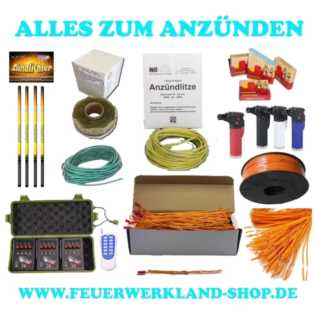 Wir haben alles was du zum anzünden benötigst 💥
• Anzündstäbe
• Sturmfeuerzeuge 
• Überall Streichhölzer 
• Anzündlitze Rot und Gelb 
• Visco Anzündschnur 
• Tapematch Schwarzpulverband
• Elektrische Anzünder 0,5m
• Elektrische Anzünder 2,0m
• Elektrische Anzünder 5,0m
• Zweiadriges Zündkabel
• Funkzündanlage mit Steppfunktion
https://feuerwerkland-shop.de/produkt-kategorie/zuendmittel-und-zubehoer/
#feuerwerk #pyrotechnik #zündtechnik #feuerwerkland #deinfeuerwerkshop